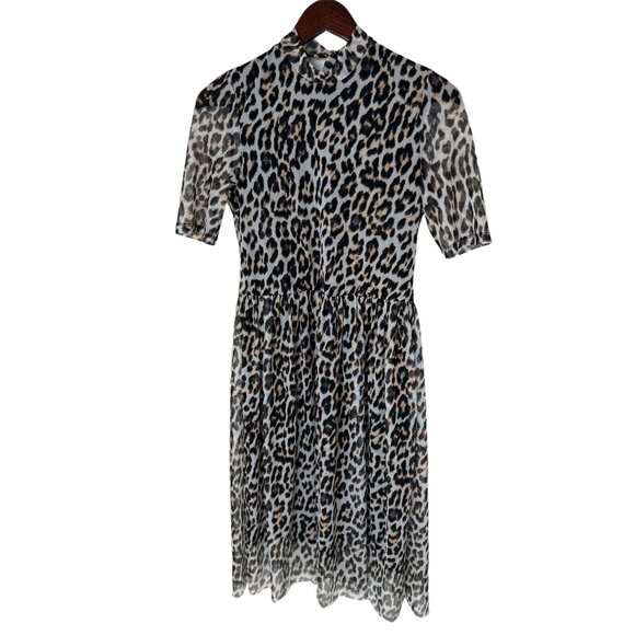 Vero Moda Women's Midi Animal Print High Neck A-line Short Sleeve Dress size S - Picture 3 of 4